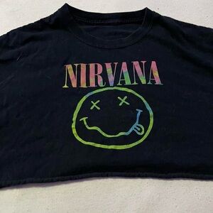 Cut Cropped Band Shirt